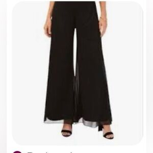 J.S. Collection Flare Dress Pants palazzo black sheer lined with slits  sz 12
